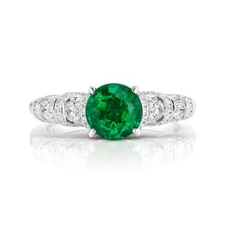 18K GOLD EMERALD AND DIAMOND RING