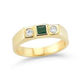 14K GOLD EMERALD AND DIAMOND RING