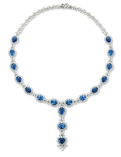 18K GOLD 50.0CTTW SAPPHIRE AND DIAMOND NECKLACE