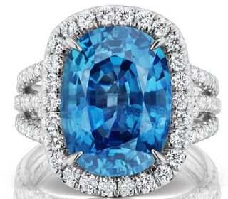 18K GOLD 13.0CTTW BURMA BLUE SAPPHIRE RING DIAMOND