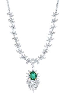 18K GOLD 14.0CTTW EMERALD AND DIAMOND NECKLACE