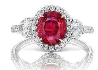 18K GOLD 4.0 CTTW MOZAMBIQUE RUBY RING DIAMOND