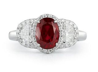 UNHEATED RUBY RING WITH DIAMONDS