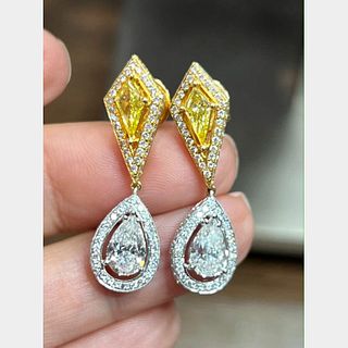 Assil NY 18K Yellow & White Gold Diamond Earrings