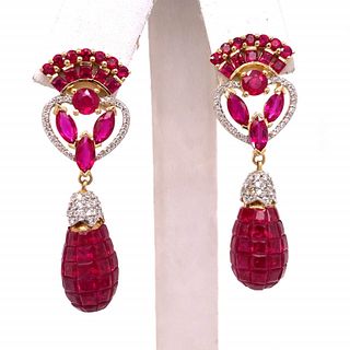 Ruby and Diamond Chandelier Earrings