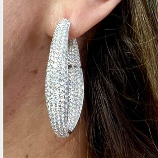 18K White Gold 18.25 Ct. Diamond Hoop Earrings