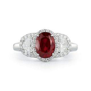 PLATINUM 3.0 CTTW UNHEATED RUBY RING WITH DIAMONDS