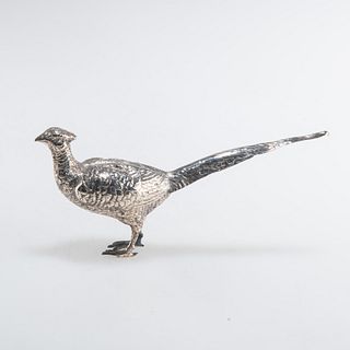A CONTINENTAL SILVER MODEL OF A PHEASANT