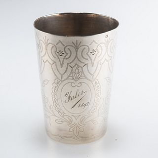 A 19TH CENTURY FRENCH SILVER BEAKER