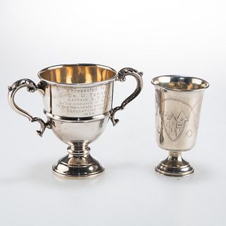 A CONTINENTAL SILVER CUP AND A SILVER TWO-HANDLED CUP