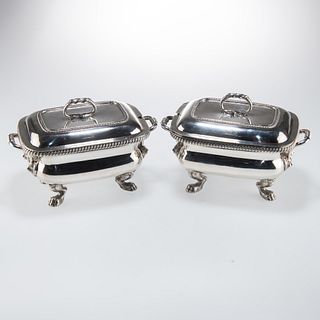 A PAIR OF GEORGE III SCOTTISH SILVER SAUCE TUREENS