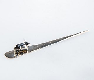 A SILVER PIG LETTER OPENER