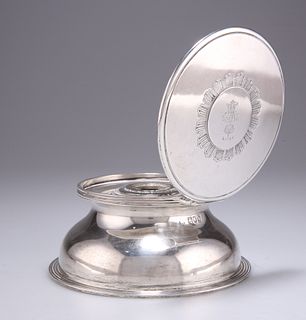 A VICTORIAN SILVER INKWELL