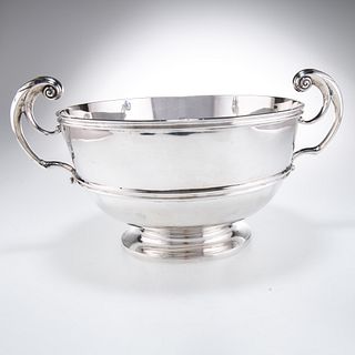 A LATE VICTORIAN SILVER TWIN-HANDLED BOWL