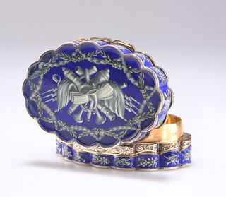 AN EARLY VICTORIAN SILVER AND ENAMEL SNUFF BOX
