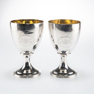 A PAIR OF GEORGE III SILVER GOBLETS