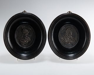 TWO EARLY 18TH CENTURY SILVER PORTRAIT PLAQUES