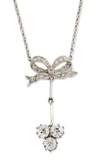 AN EARLY 20TH CENTURY DIAMOND PENDANT ON NECKLACE