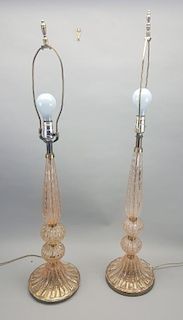 Pair of Monumental Murano Crystal Lamps