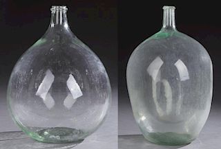 Group of Two French Mold Blown Glass Wine Carboys,