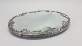 Sterling Rimmed Mirrored Tray