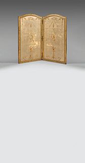Gilded wood two-leaf curved screen 