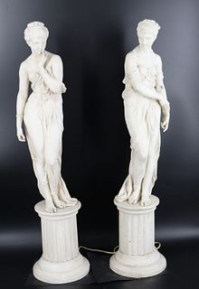 A Large Pair Of Antique White Painted Metal Figural