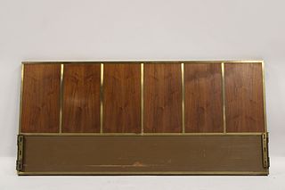 Midcentury Paul McCobb Wood And Brass Headboard.