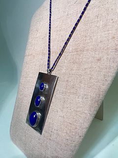 Vintage Navajo Sterling & Lapis Lazuli Pendant/ Necklace