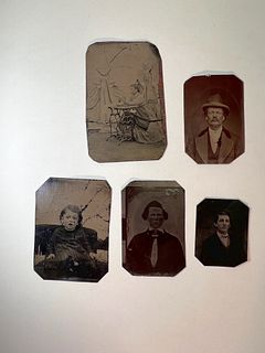 Antique Collection of 5 Tin Photos