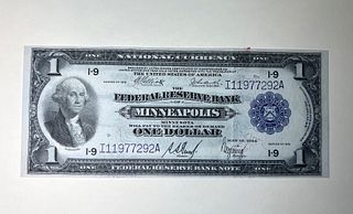 Minneapolis 1918, $1 federal reserve bank