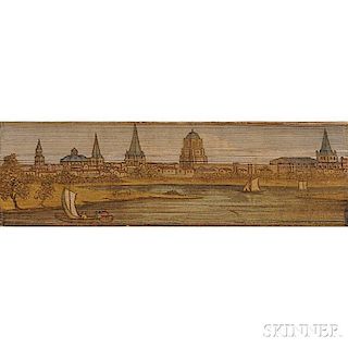 Fore-edge Paintings, British Colleges: Oxford from Christ Church Meadows; Great Court, Trinity College, Cambridge; Jesus College from t