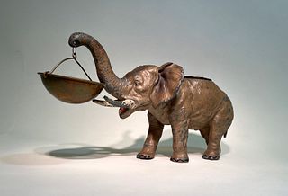 Antique Pot Metal Ceremonial Incense Holder Elephant