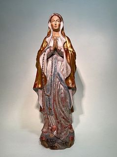 Our Lady of Lourdes~ Italian PEMA Wood Hand-carved Statue 