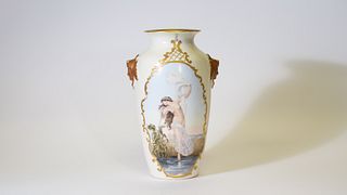 Antique Delinieres & Co. Limoges~ Hand-painted Double Sided Vase~ 1893