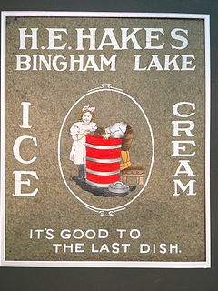 Antique Ice Cream Advertising Sign~ H.E. Hakes~ Bingham Lake