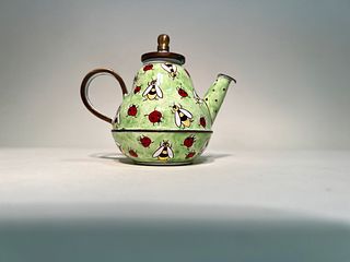 Kelvin Chen~ Enamel Lady Bug & Bee Minniature Tea Pot