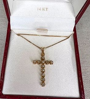 14K Solid Gold and Diamond Necklace