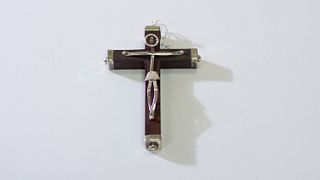 Vintage Taxco Sterling Silver and Rosewood Crucifix Pendant