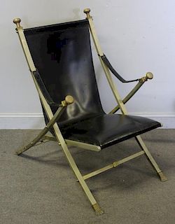 Steel and Leather Campaign Chair.