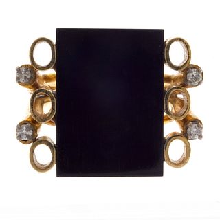 Onyx, Diamond, 14k Yellow Gold Ring