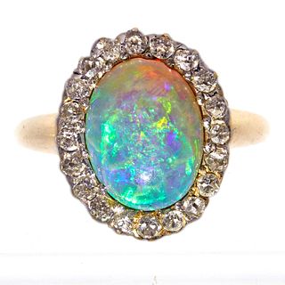 Opal, Diamond, 14k Yellow Gold Ring