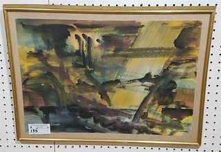 FRAMED W/C ABSTRACT SGND. HANTMAN 14 3/4" X 21 3/4" BOLTON ESTATE