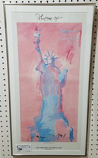 PETER MAX LADY LIBERTY LITHO CORCORAN GALLERY OF ART POSTER SGND. & DATED BY PETER MAX 1981 24 1/2" X 11 1/2"