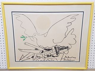 FRAMED PICASSO COLOR LITHO "WAR AND PEACE" 1976 W/CERT. 18 1/2" X 24 1/2"