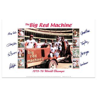 "Big Red Machine Tractor" Lithograph Signed by the Big Red Machine's Starting Eight, with Certificate of Authenticity.