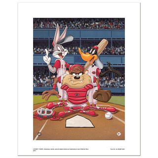 "At the Plate (Reds)" Numbered Limited Edition Giclee from Warner Bros. with Certificate of Authenticity.