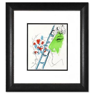 Marc Chagall (1887-1985), "The Ladder" Framed Lithograph on Paper, with Letter of Authenticity.