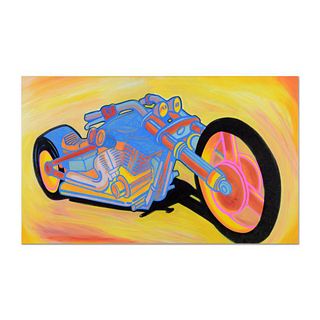 Ringo Daniel Funes (Protege of Andy Warhol's Apprentice, Steve Kaufman), "Steel Horse of Mine" One-of-a-Kind Mixed Media on Gallery Wrapped Canvas, Ha