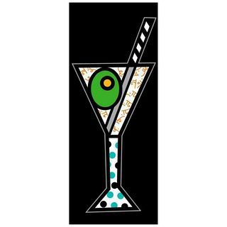 Britto, "Black Martini" Hand Signed Limited Edition Giclee on Canvas; Authenticated